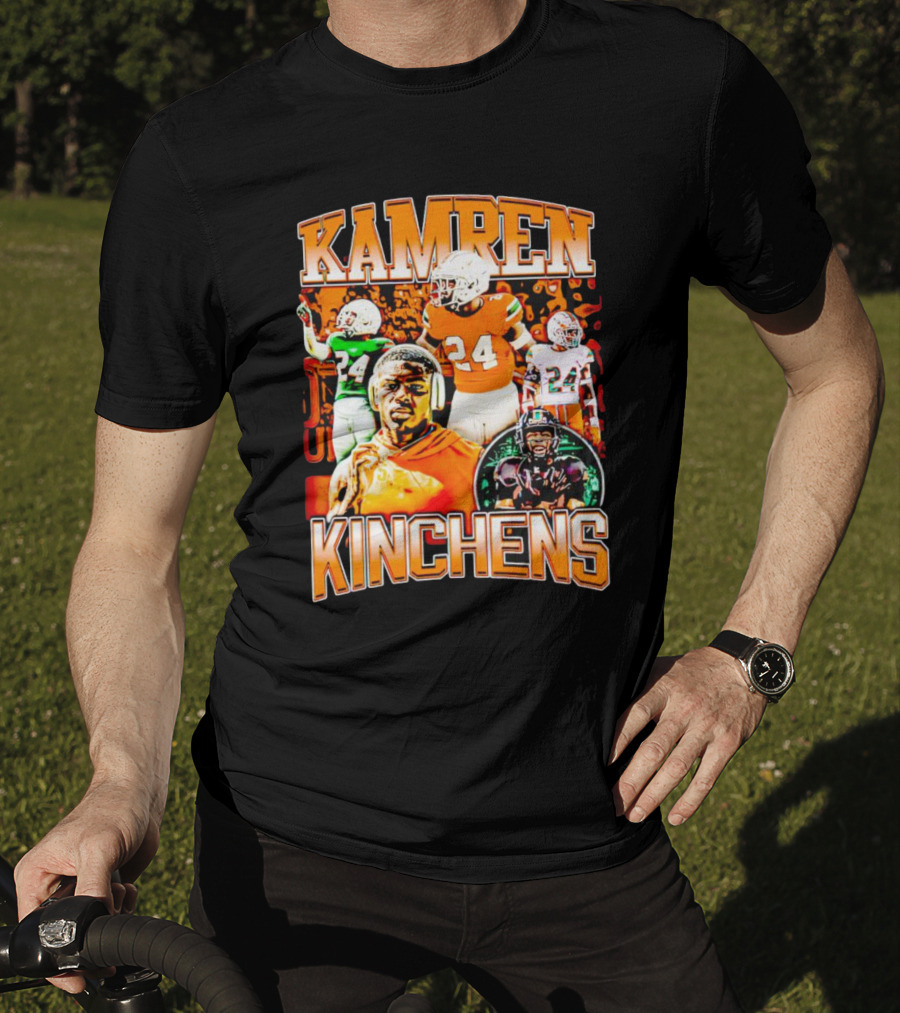 Kamren Kinchens Miami Hurricanes Vintage 24 Football Image T-Shirt