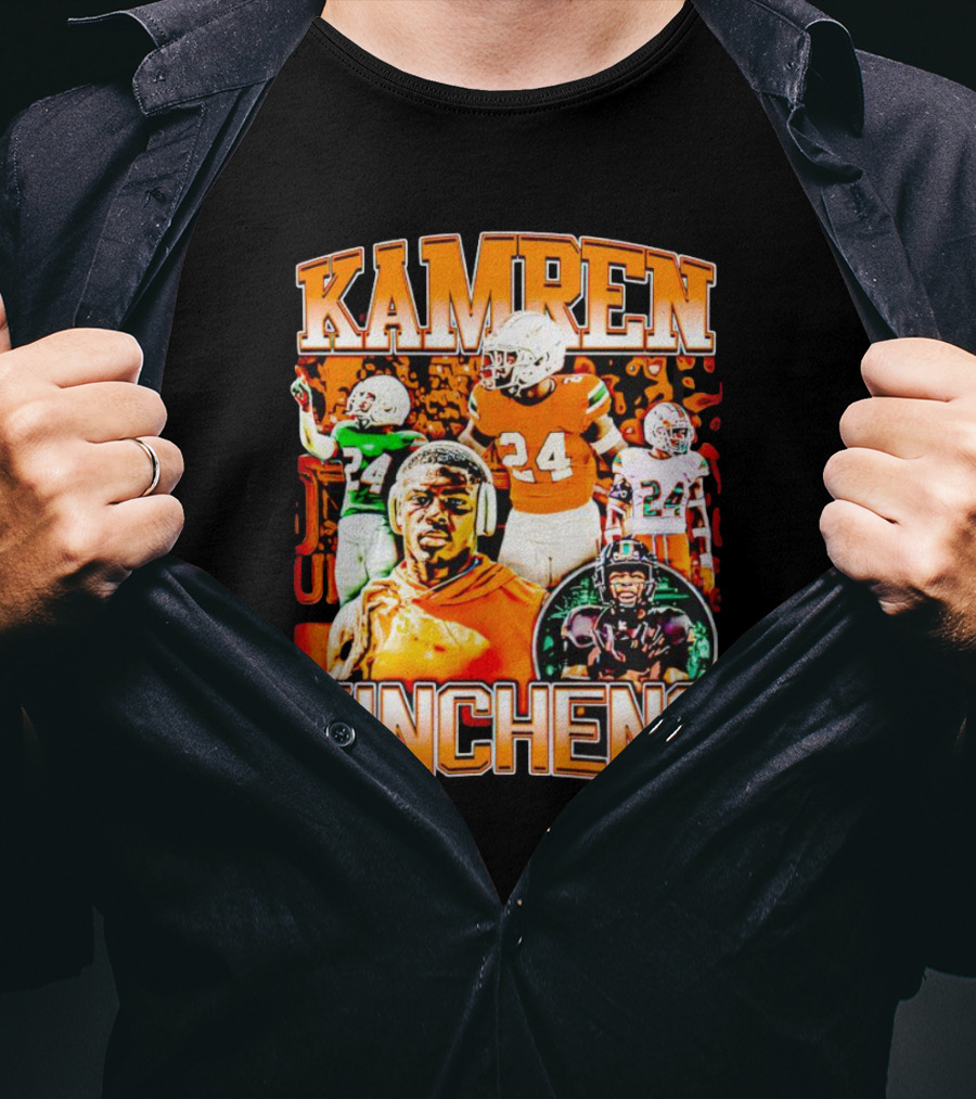 Kamren Kinchens Miami Hurricanes Vintage 24 Football Image T-Shirt