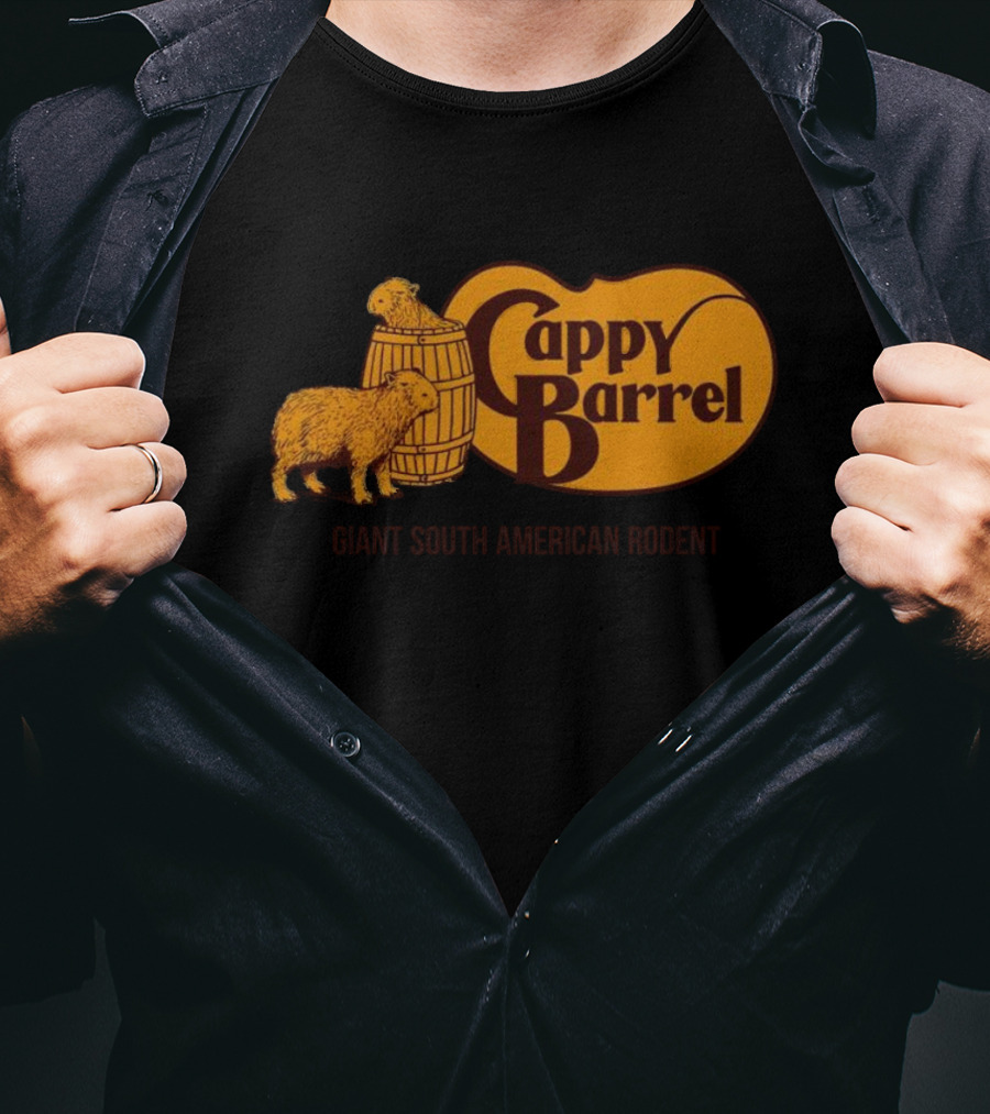 Cappy Barrel Giant South American Rodent Capybara Duo T-Shirt