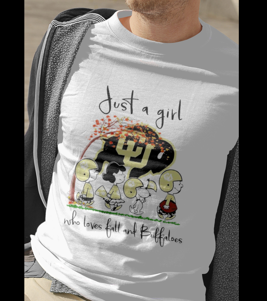 Just A Girl Who Loves Fall And Buffaloes Peanuts Characters Football T-Shirt