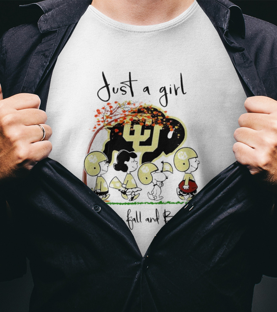 Just A Girl Who Loves Fall And Buffaloes Peanuts Characters Football T-Shirt