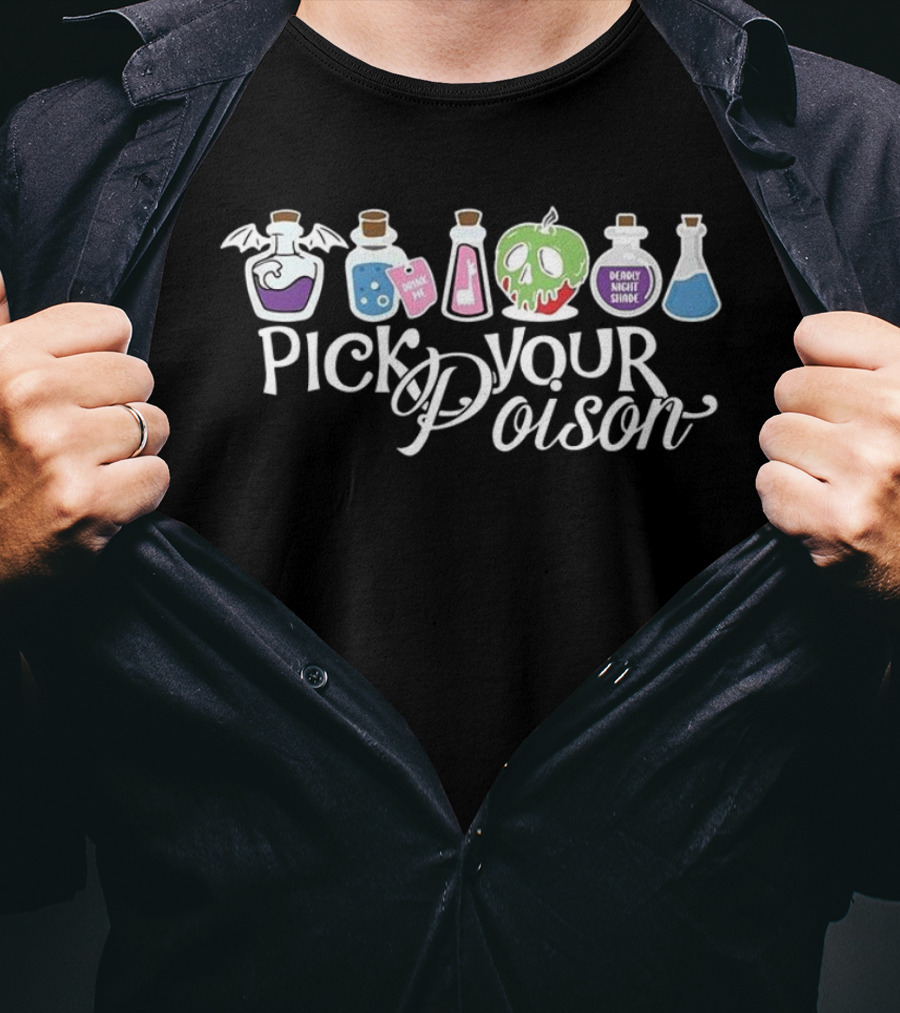 Pick Your Poison Winged Potion Drink Me Apple Deadly Night Shade Halloween T-Shirt