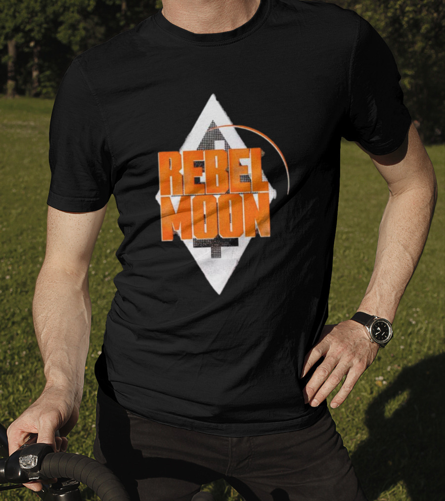 Rebel Moon Diamond Badge Icon Orange Text T-Shirt