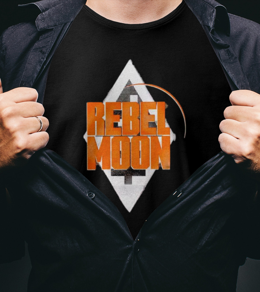 Rebel Moon Diamond Badge Icon Orange Text T-Shirt