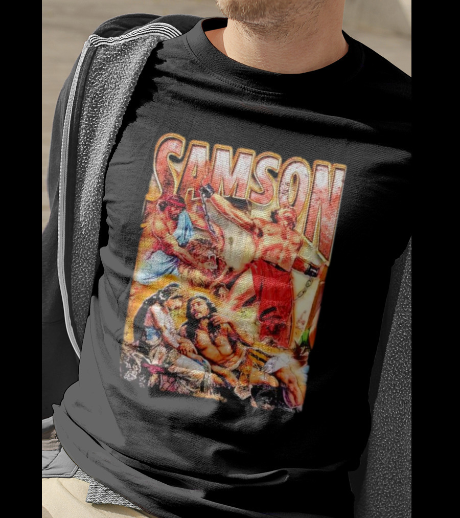 Samson Biblical Hero Epic Scene Vintage T-Shirt
