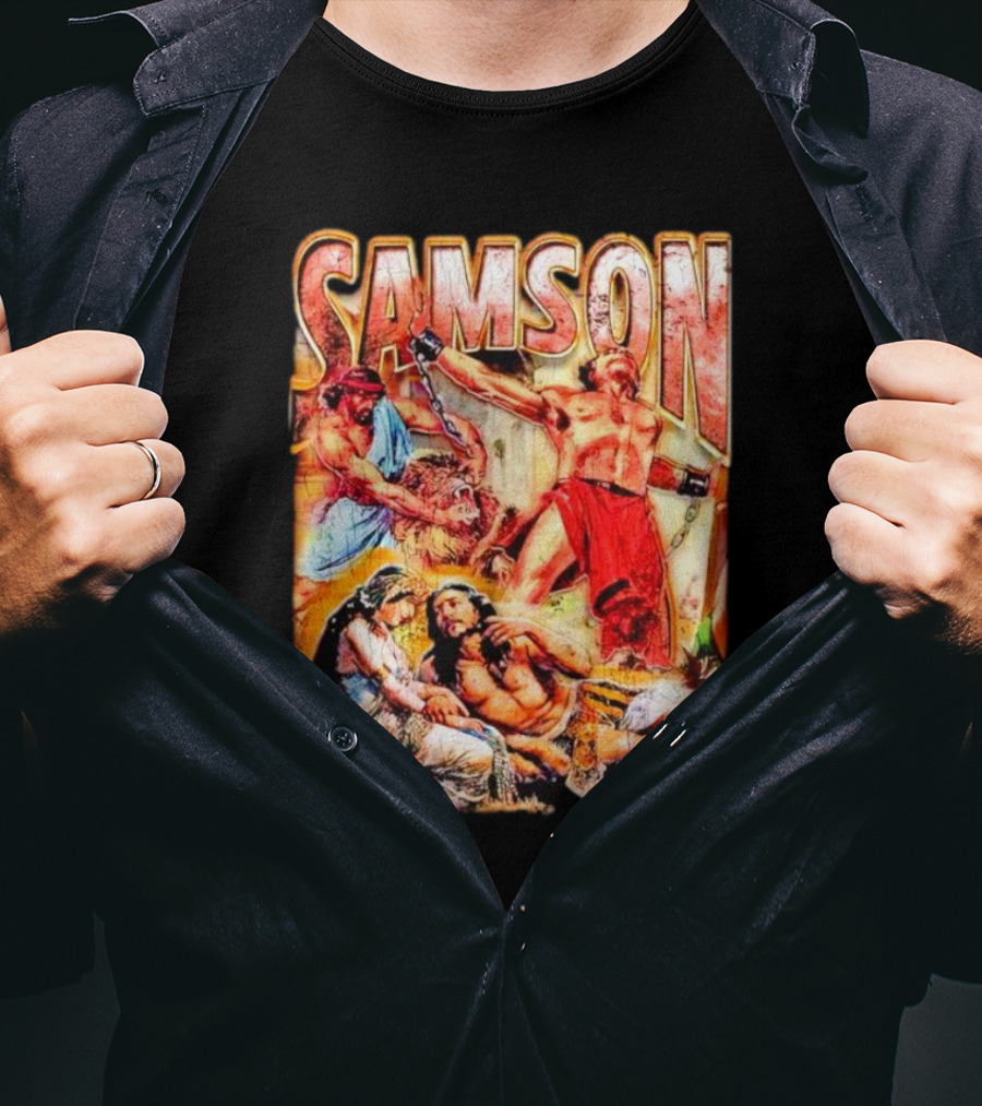 Samson Biblical Hero Epic Scene Vintage T-Shirt