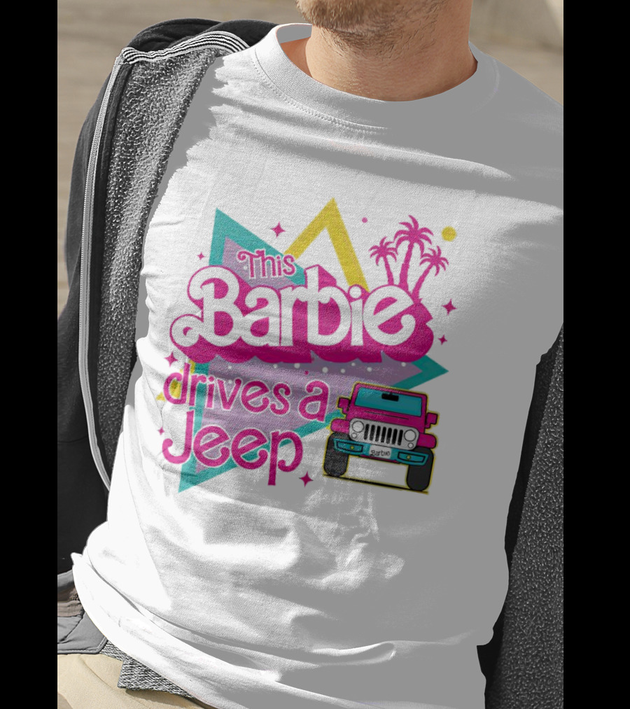 This Barbie Drives A Jeep With Pink Palm Trees And Neon Vibes T-Shirt