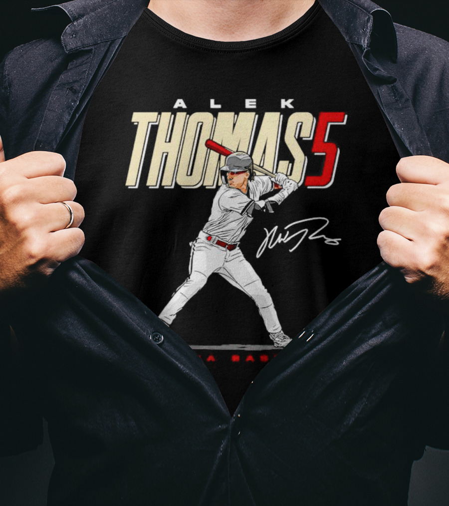 Alek Thomas Arizona Baseball 5 Hit The Ball Signature T-Shirt