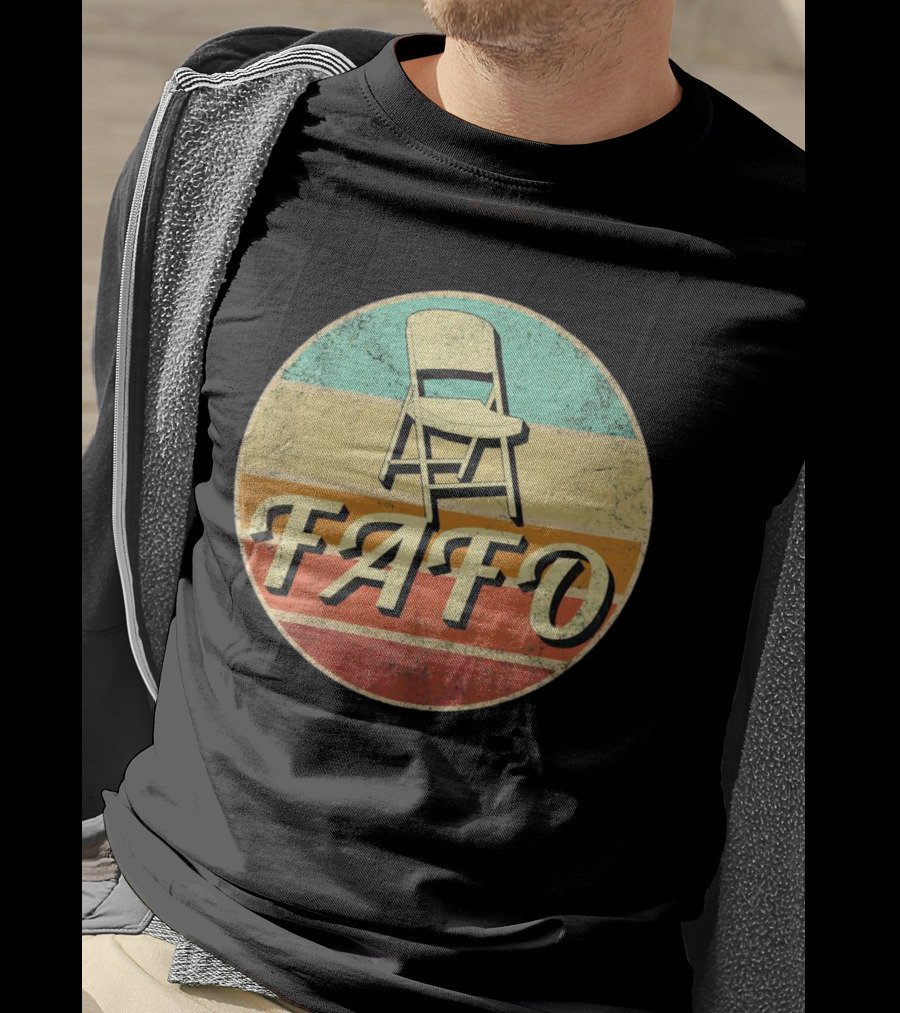 FAFO Folding Chair Retro Vintage Circle Stripe T-Shirt