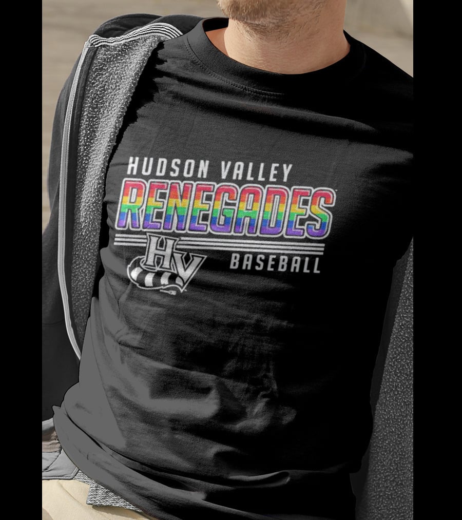 Hudson Valley Renegades Rainbow Pride Baseball HV T-Shirt