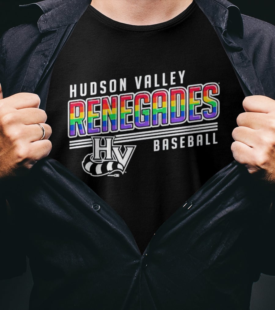 Hudson Valley Renegades Rainbow Pride Baseball HV T-Shirt
