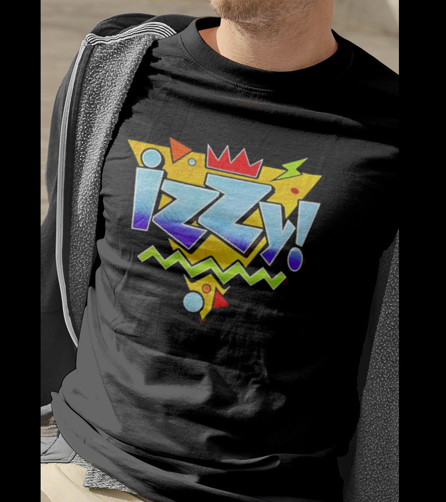 Izzy 90s Retro Triangles Zigzag Crown Bright Colors T-Shirt