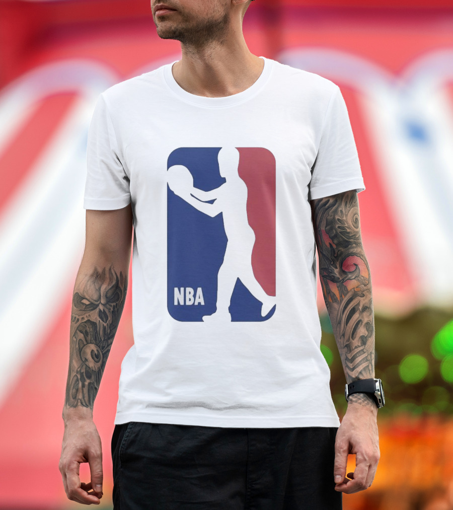 Omar the Referee NBA Logo Silhouette Holding Ball T-Shirt