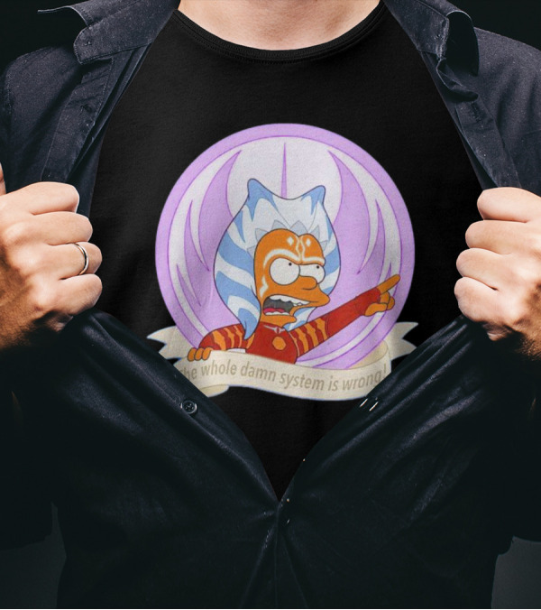 Ahsoka Tano Style Bart Simpson Parody Padawan The Whole Damn System Is Wrong T-Shirt