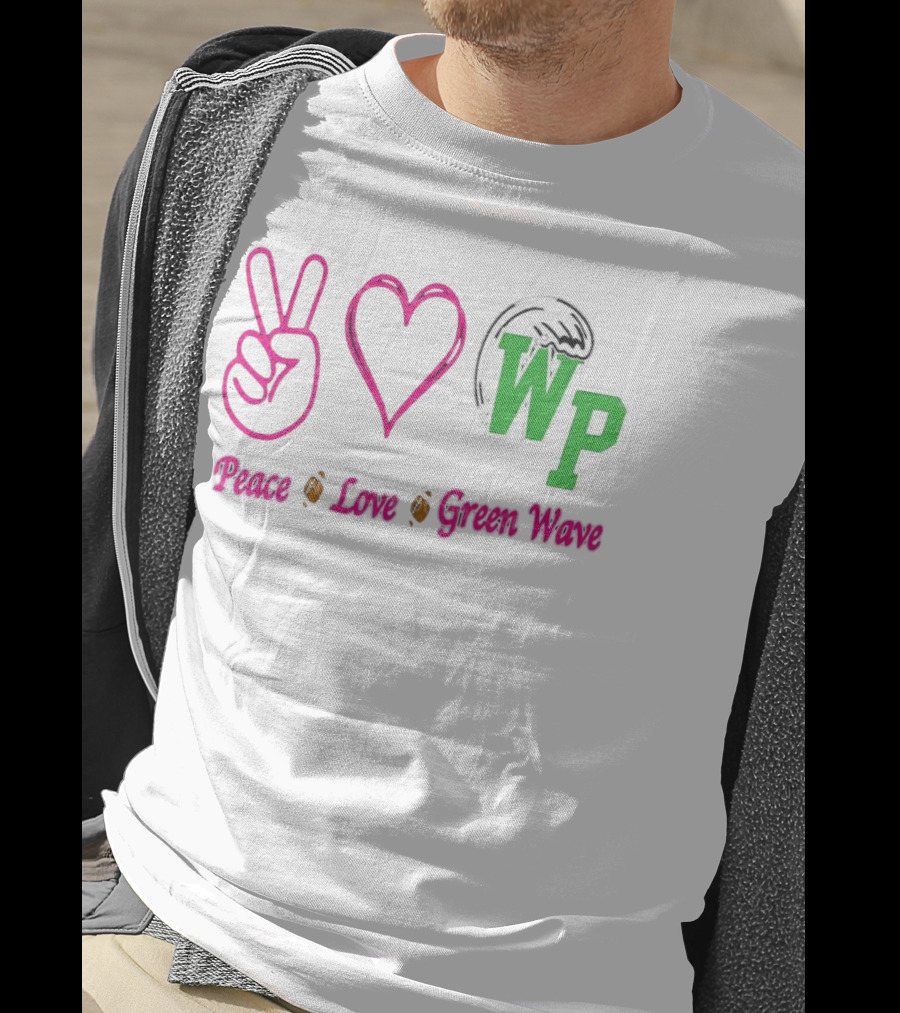 Peace Love Football WP Green Wave T-Shirt