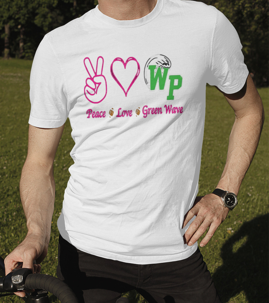 Peace Love Football WP Green Wave T-Shirt