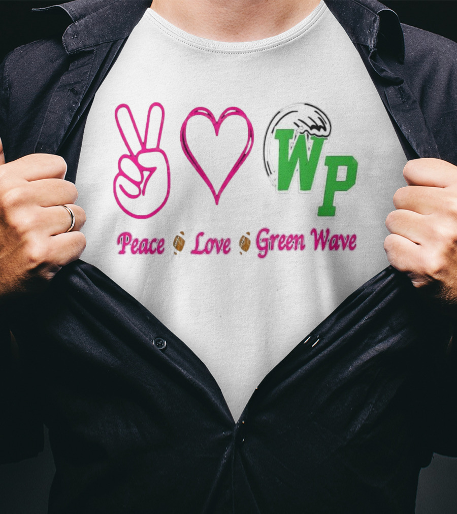 Peace Love Football WP Green Wave T-Shirt