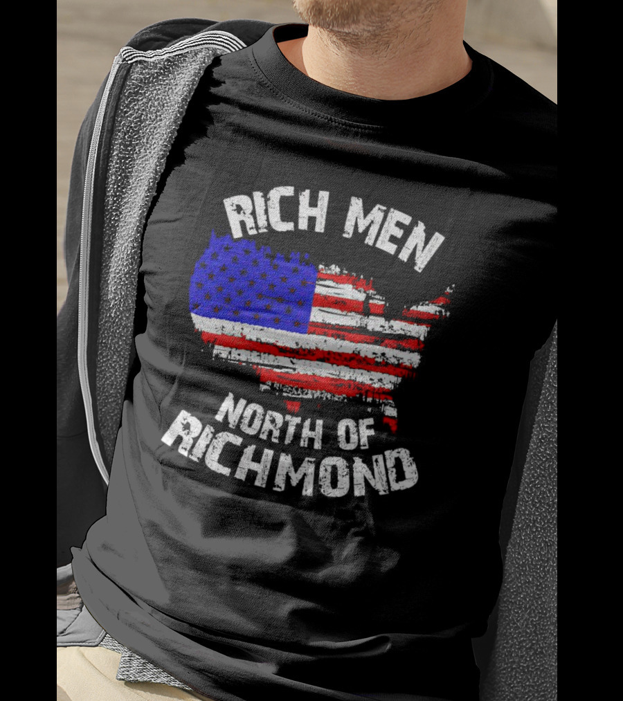 Rich Men North Of Richmond American Flag Map T-Shirt