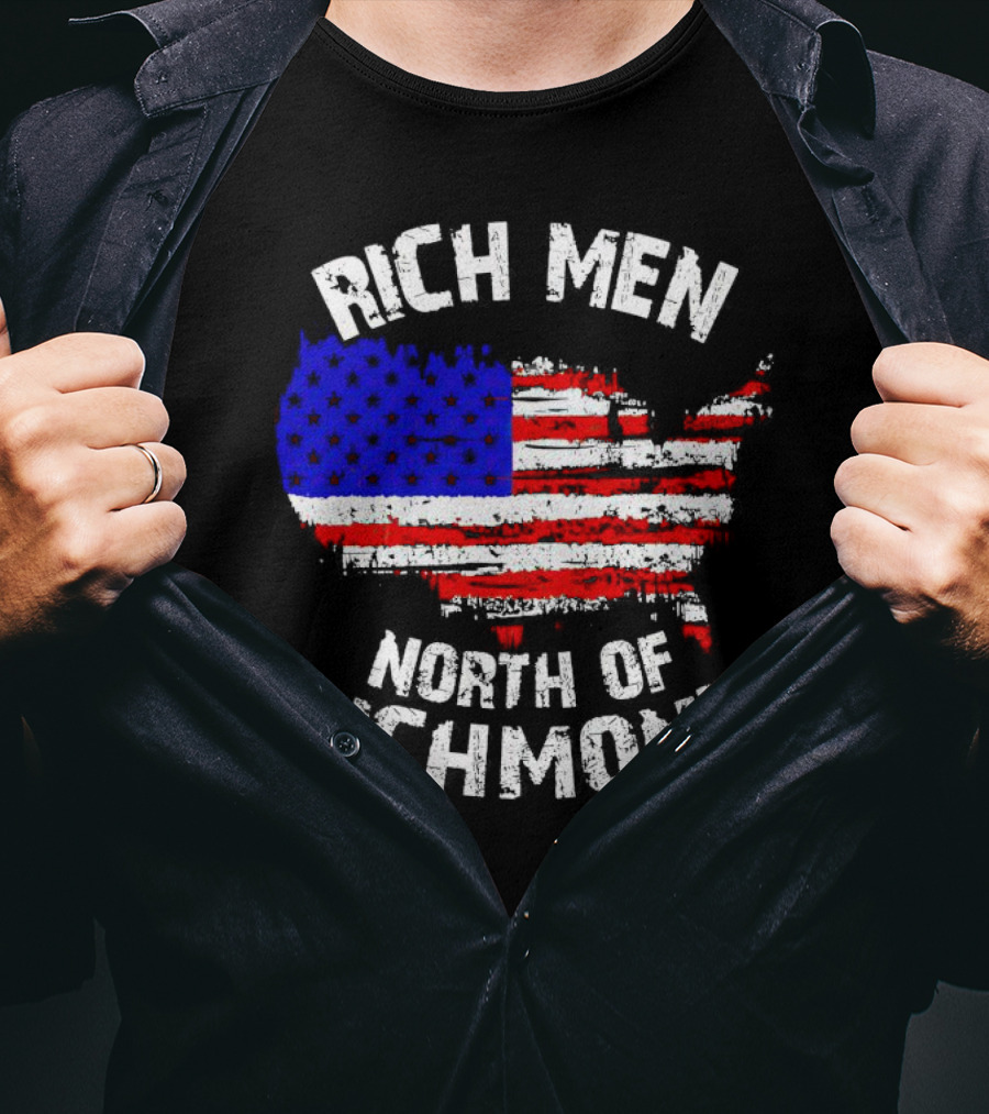 Rich Men North Of Richmond American Flag Map T-Shirt