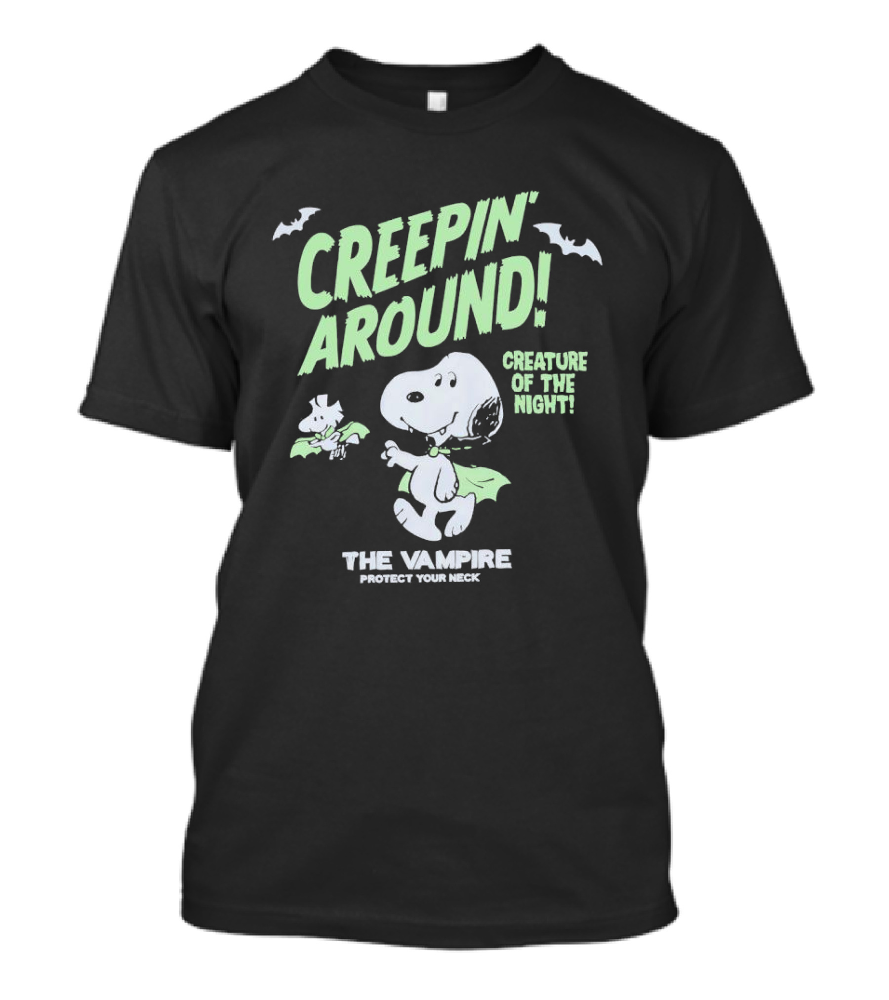 Creepin' Around Snoopy And Woodstock Creature Of The Night The Vampire Protect Your Neck T-Shirt