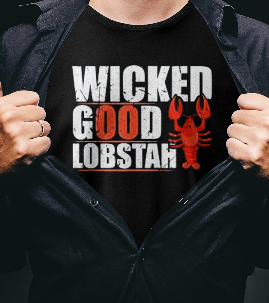 Wicked Good Lobstah Lobster Maine New England Phrase T-Shirt