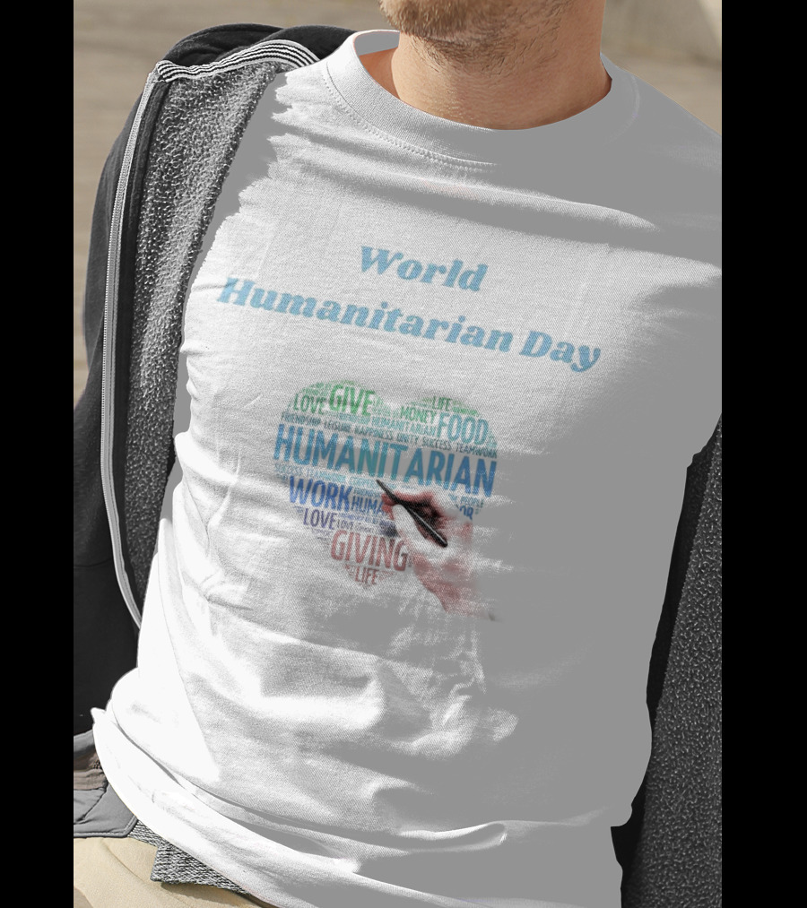 World Humanitarian Day Humanitarian Heart Word Cloud T-Shirt