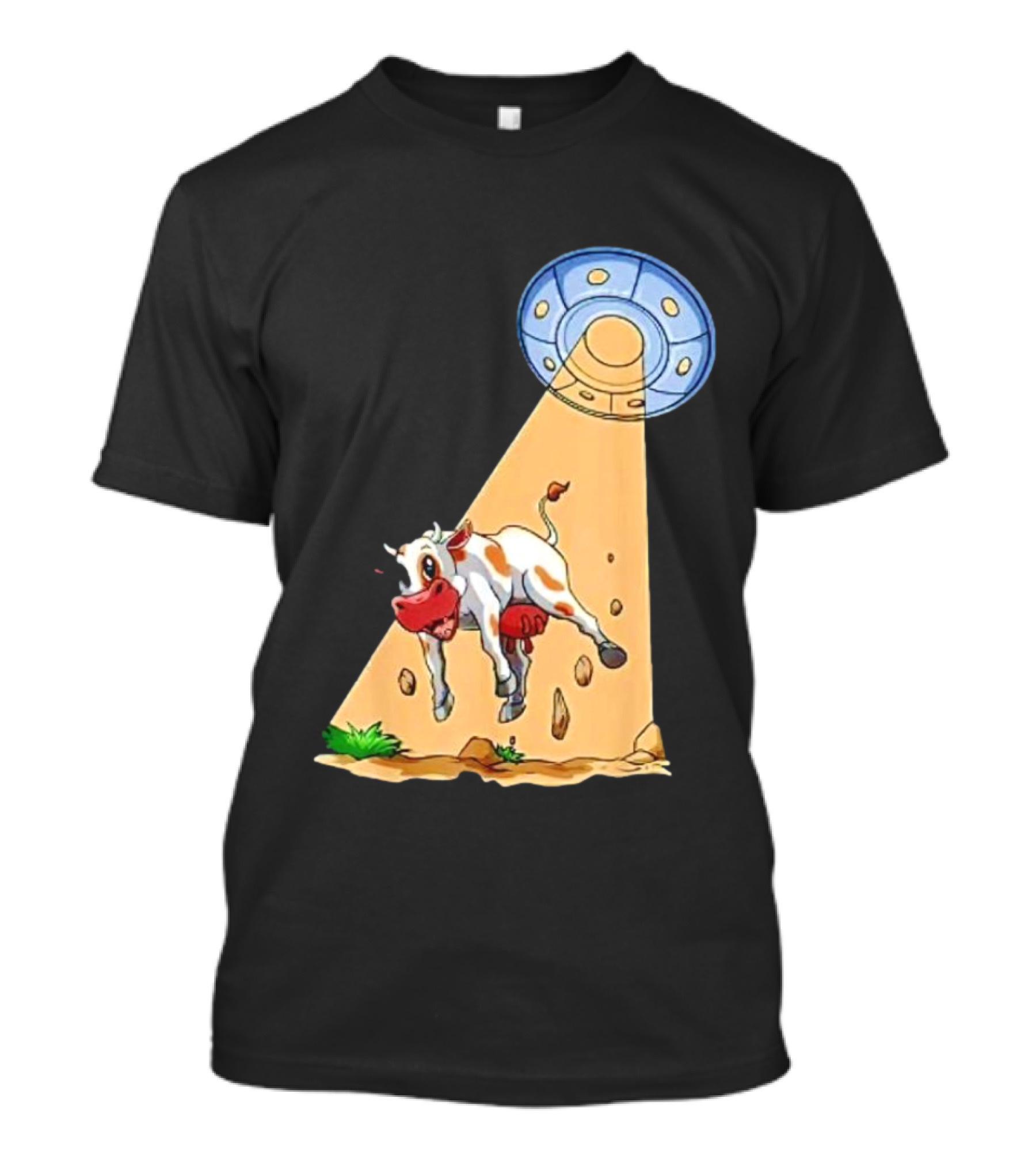 Cow Abduction UFO Alien Cow Abducted Beam Tractor T-Shirt