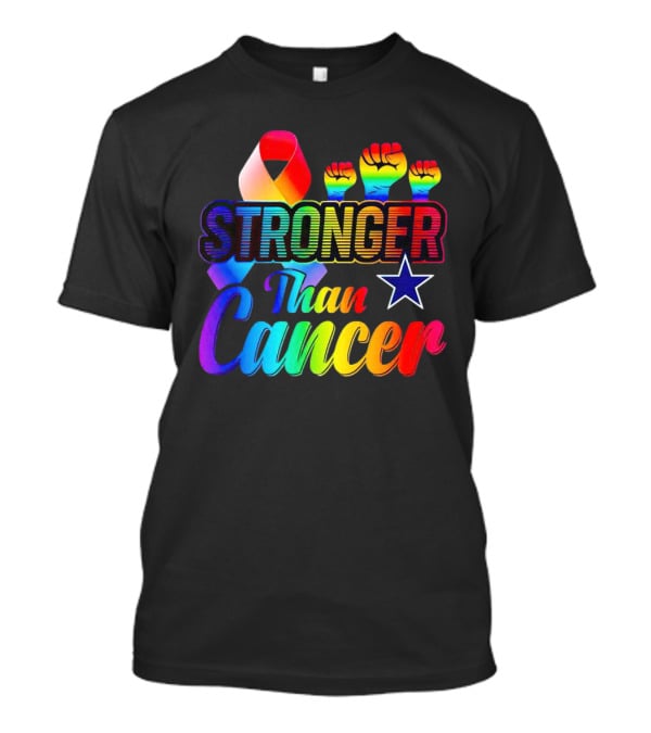 Dallas Cowboys Stronger Than Cancer Rainbow Fists Ribbon Star T-Shirt