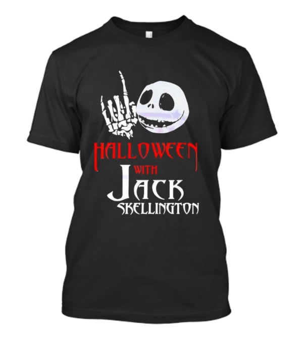Halloween Fun With Jack Skellington's Face And Hand Gesture T-Shirt