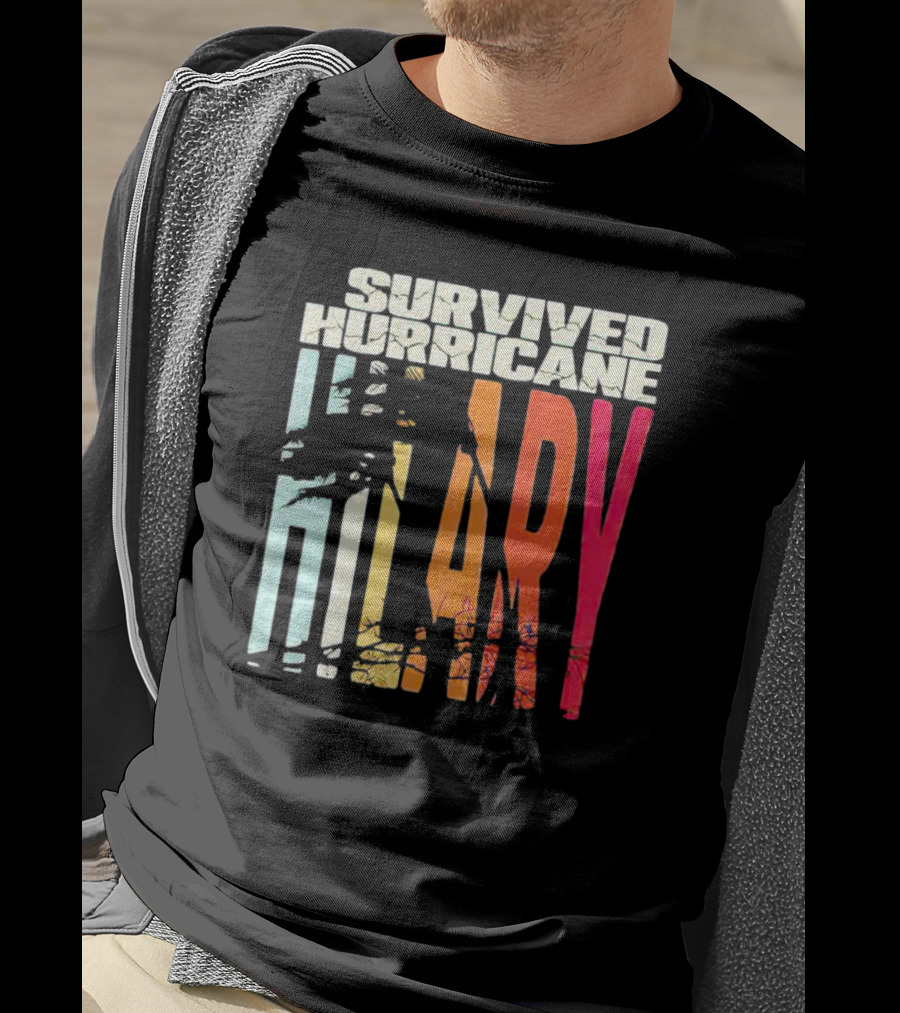 Survived Hurricane Hilary Tropical Storm Palm Trees Sunset T-Shirt