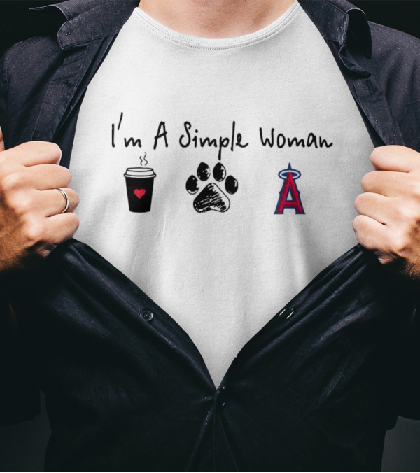I'm A Simple Woman Coffee Paw Angels Baseball T-Shirt