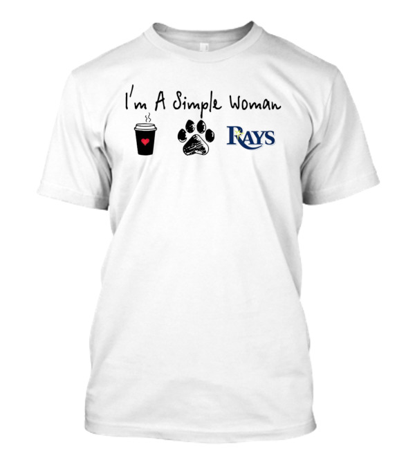 I'm A Simple Woman Who Loves Coffee Paw Prints And Rays Baseball T-Shirt