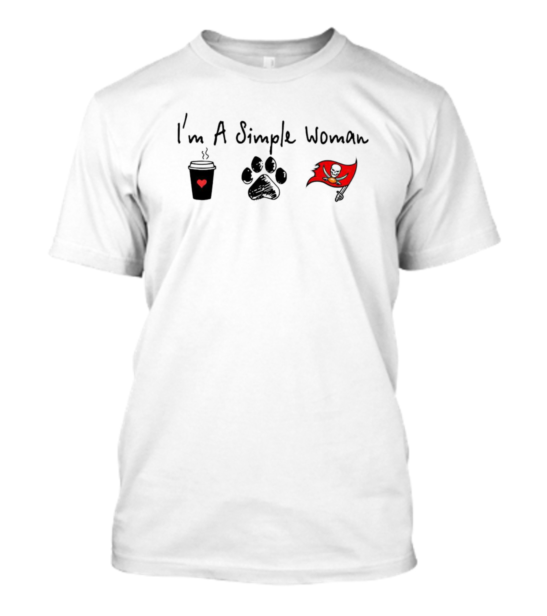 I’m A Simple Woman I Like Coffee Paw And Buccaneers Flag T-Shirt