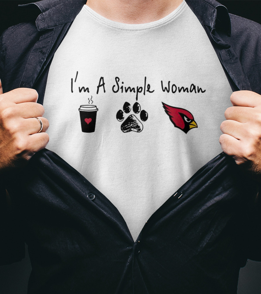 I'm A Simple Woman I Like Coffee Paw And Cardinals T-Shirt