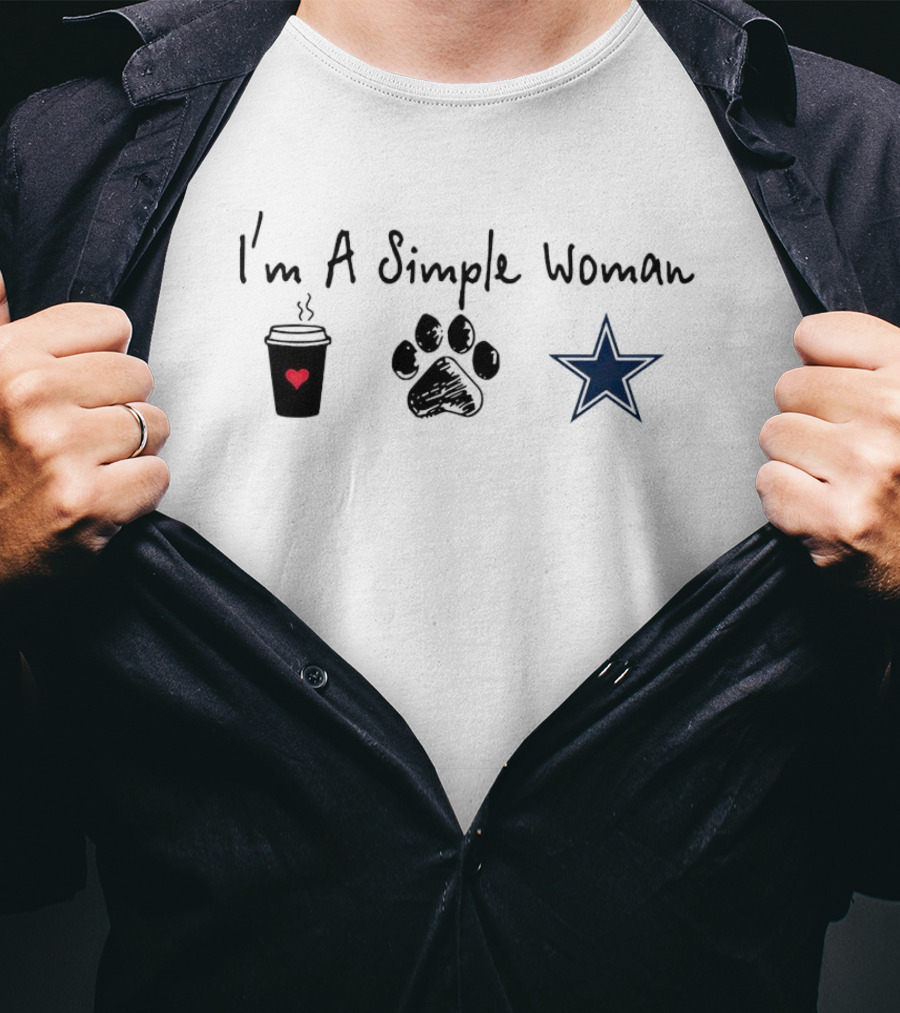 I’m A Simple Woman I Like Coffee Paw And Cowboys Star T-Shirt