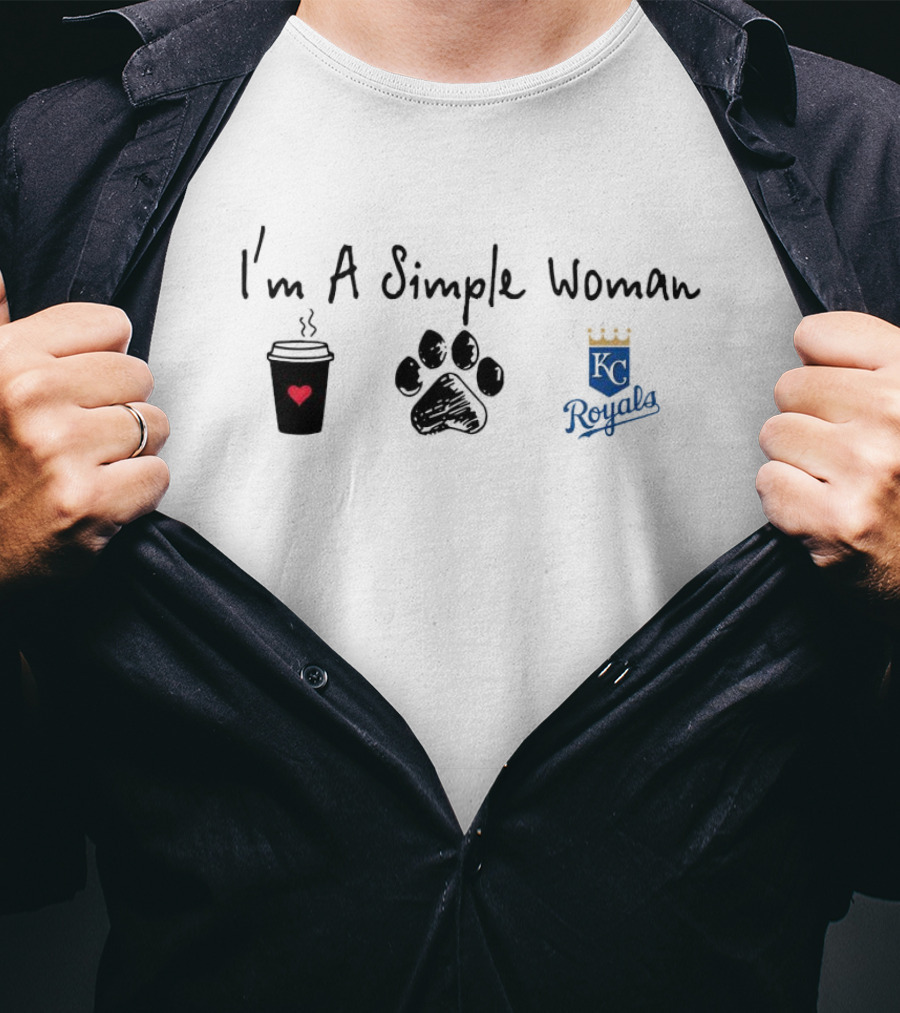 I'm A Simple Woman Coffee Paw KC Royals T-Shirt