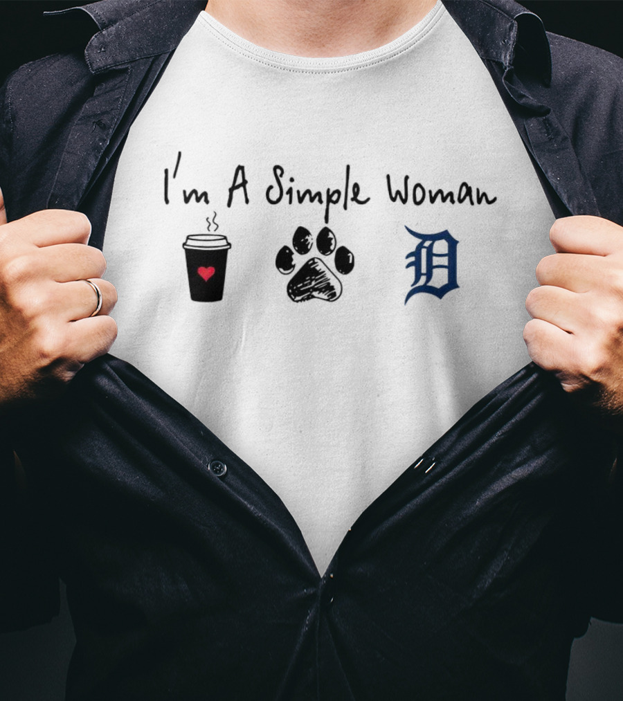 I'm A Simple Woman Coffee Paw Tigers D T-Shirt