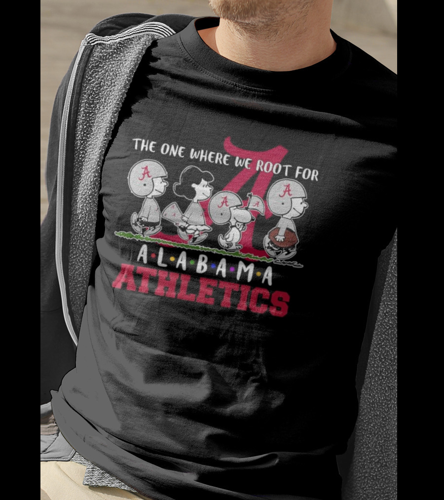 The One Where We Root For Alabama Athletics Peanuts Characters In Game Day Gear T-Shirt