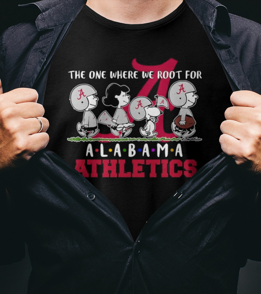The One Where We Root For Alabama Athletics Peanuts Characters In Game Day Gear T-Shirt