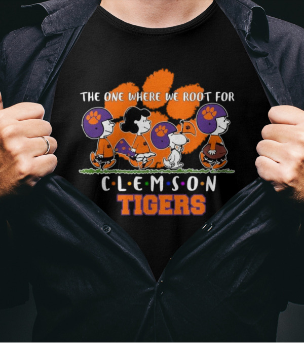 The One Where We Root For Clemson Tigers Peanuts Characters T-Shirt