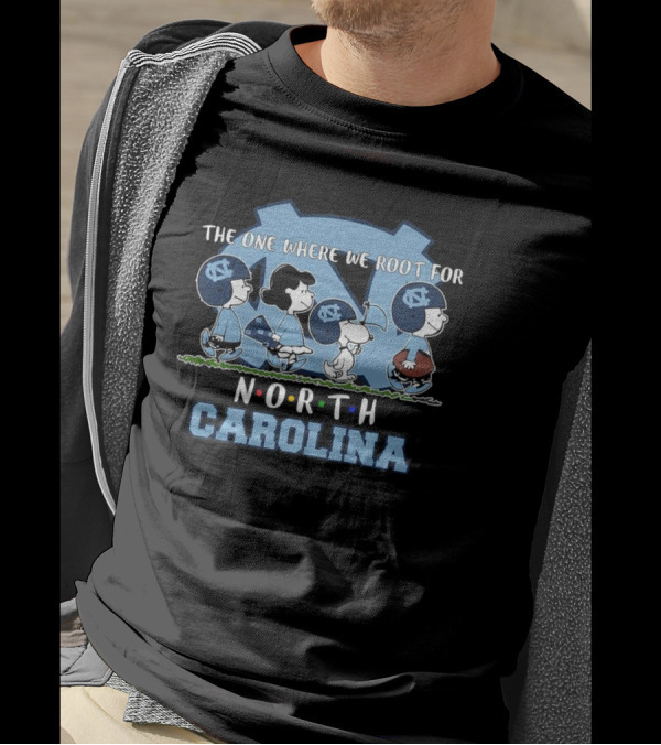 Peanuts Characters Rooting For North Carolina Tar Heels With UNC Helmets T-Shirt