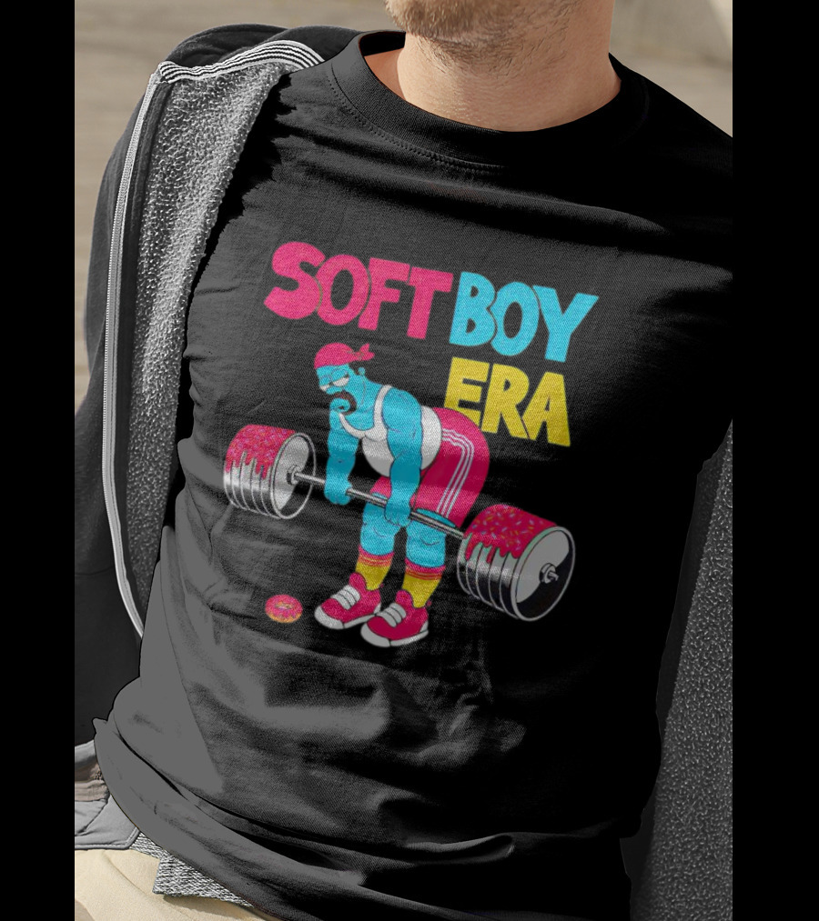 Soft Boy Era Donut Weightlifting Cartoon T-Shirt