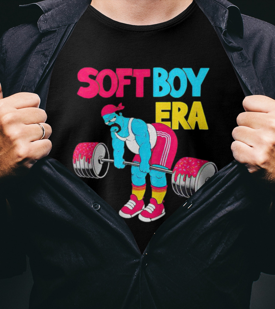 Soft Boy Era Donut Weightlifting Cartoon T-Shirt