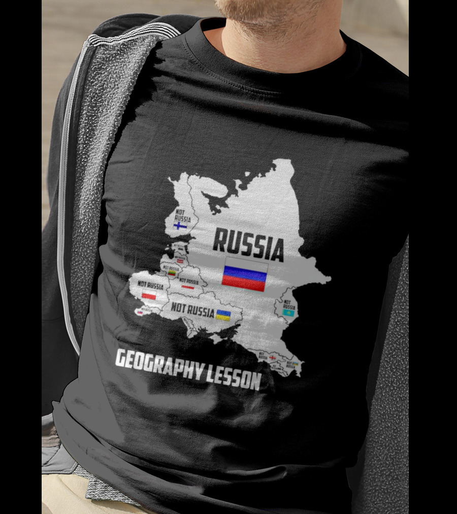 Geography Lesson Not Russia Map With Flags T-Shirt