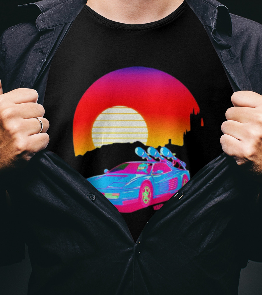 NAFO Crimea Sunset Neon Retro Car At Vibrant Skyline T-Shirt