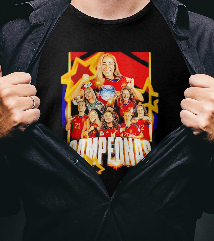 Real Madrid C.F. Campeonas Del Mundo Celebrating Victory With Stars And Smiling Athletes T-Shirt