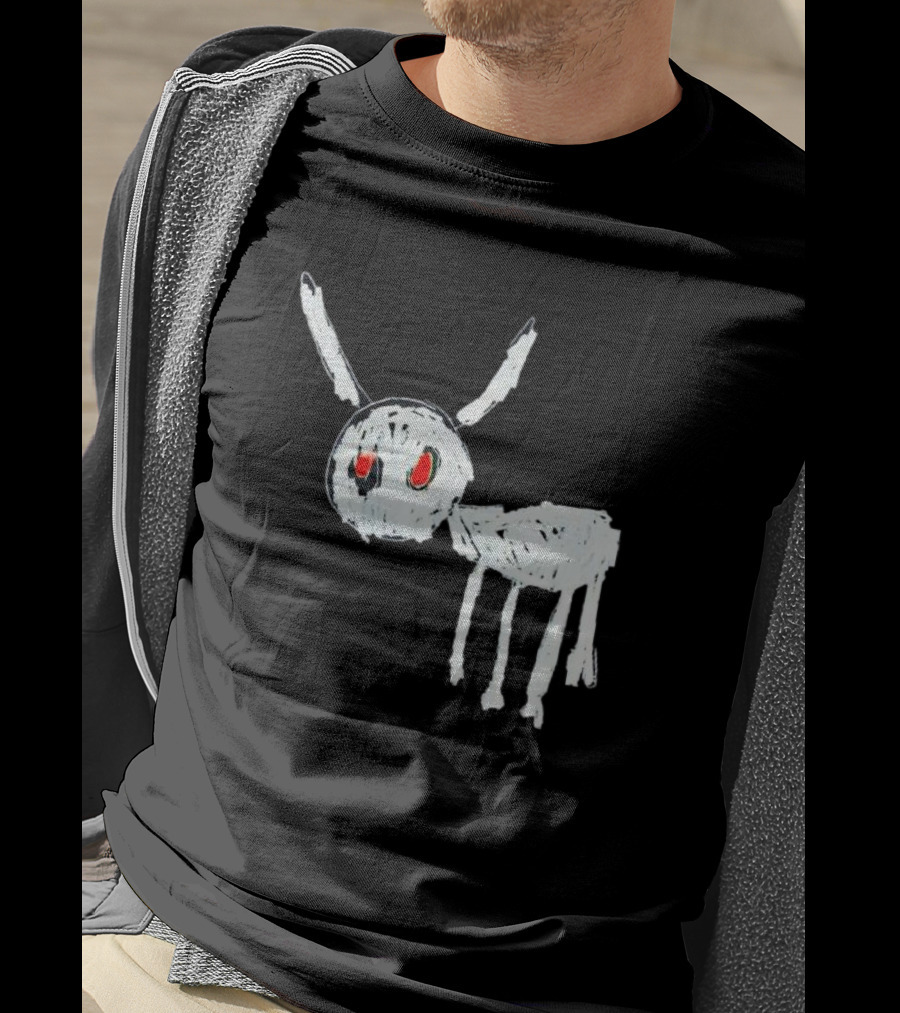 Adonis For All The Dogs With White Abstract Creature Sketch With Red Eyes T-Shirt