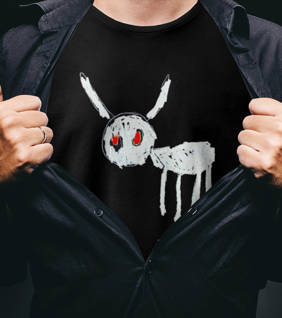 Adonis For All The Dogs With White Abstract Creature Sketch With Red Eyes T-Shirt