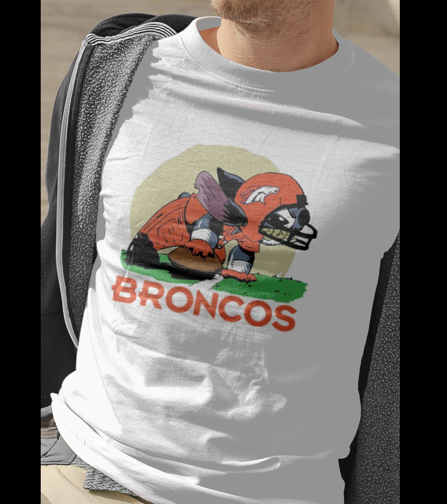Angry Stitch NFL Football Broncos Helmet Rugged Player T-Shirt