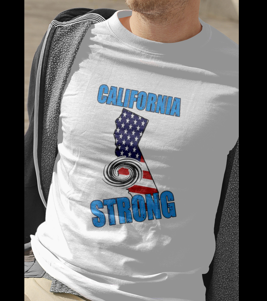 California Strong Hurricane Hilary California Map American Flag T-Shirt